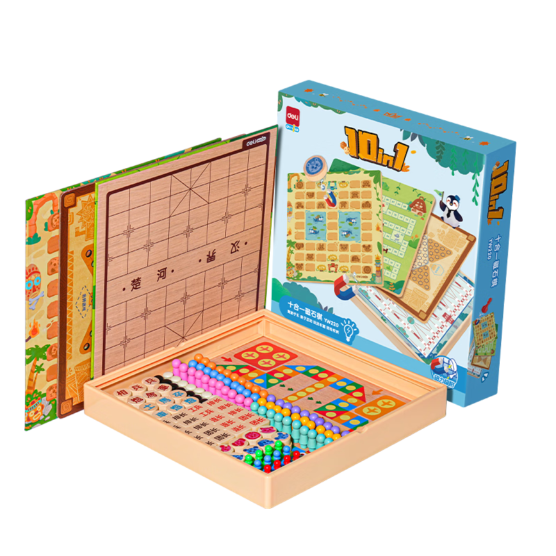 Deli (Deli) 10-In Magnetic Chess Set, Ludo Board Game, Go Set, Multifunctional Chess Game, Birthday Gift for Boys And Girls, Holiday And Back-To Toy