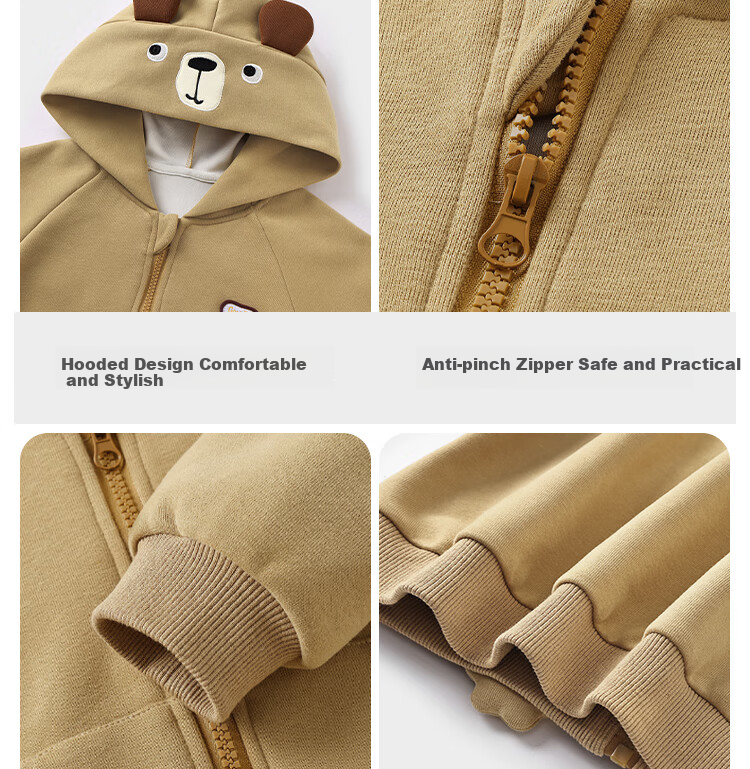 Badibadi Spring And Autumn Infant Boy's Hooded Jacket, Cardigan, Sports Casual Versatile Outerwear, Meishijia Bear, Size 80 12