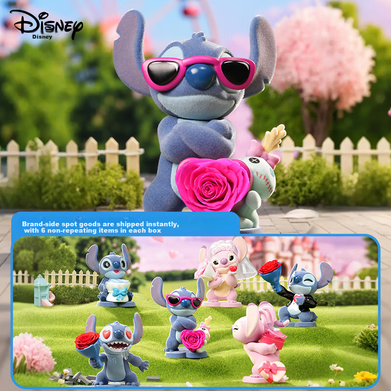 Bozhiting Stitch Blind Box Toy Figurine, Desktop Decoration, Preserved Flower, Birthday Gift