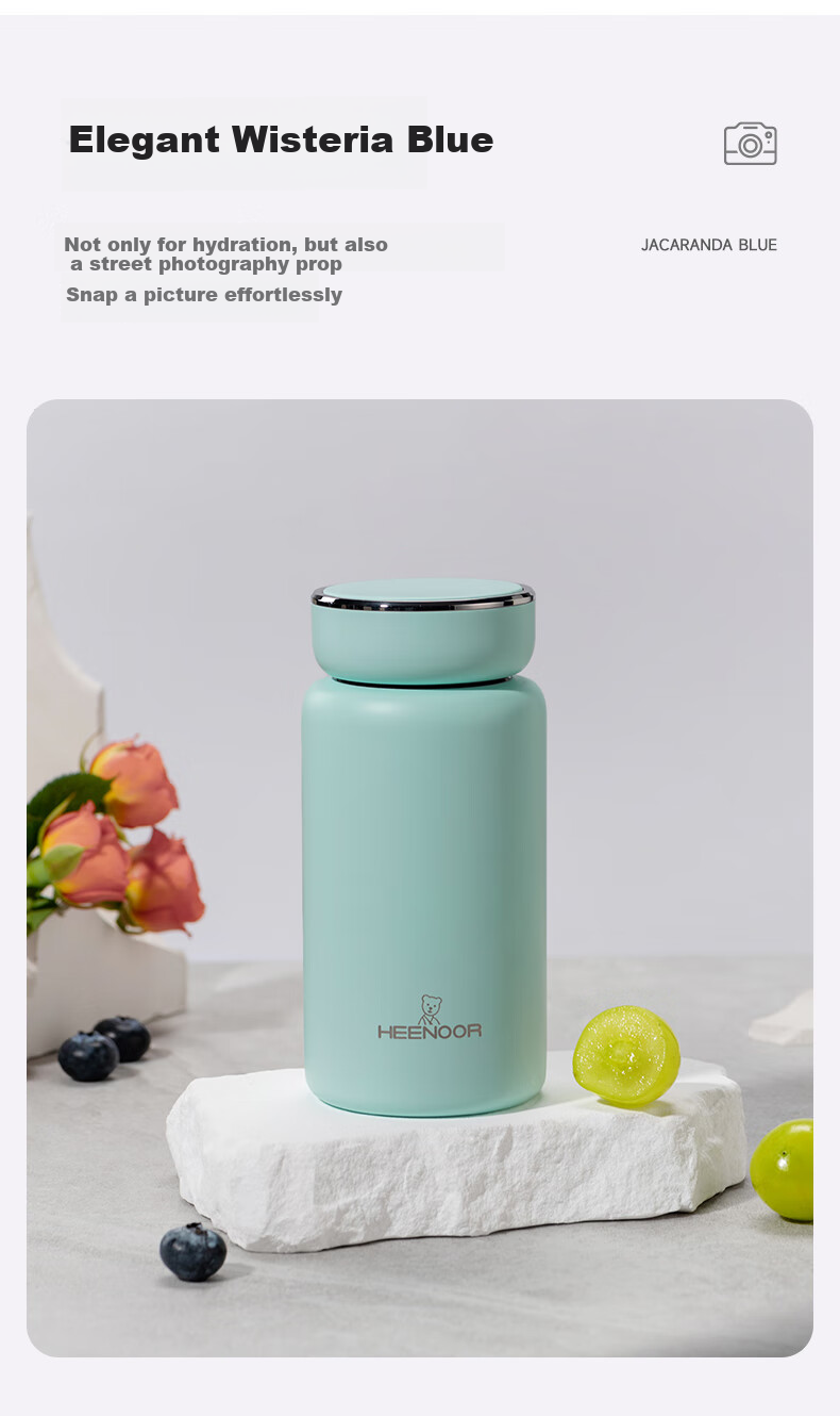 Heenoor Insulated Mug for Women, 316L Stainless Steel Water Bottle, Stylish Outdoor Portable Pocket Cup, Holiday Gift 6