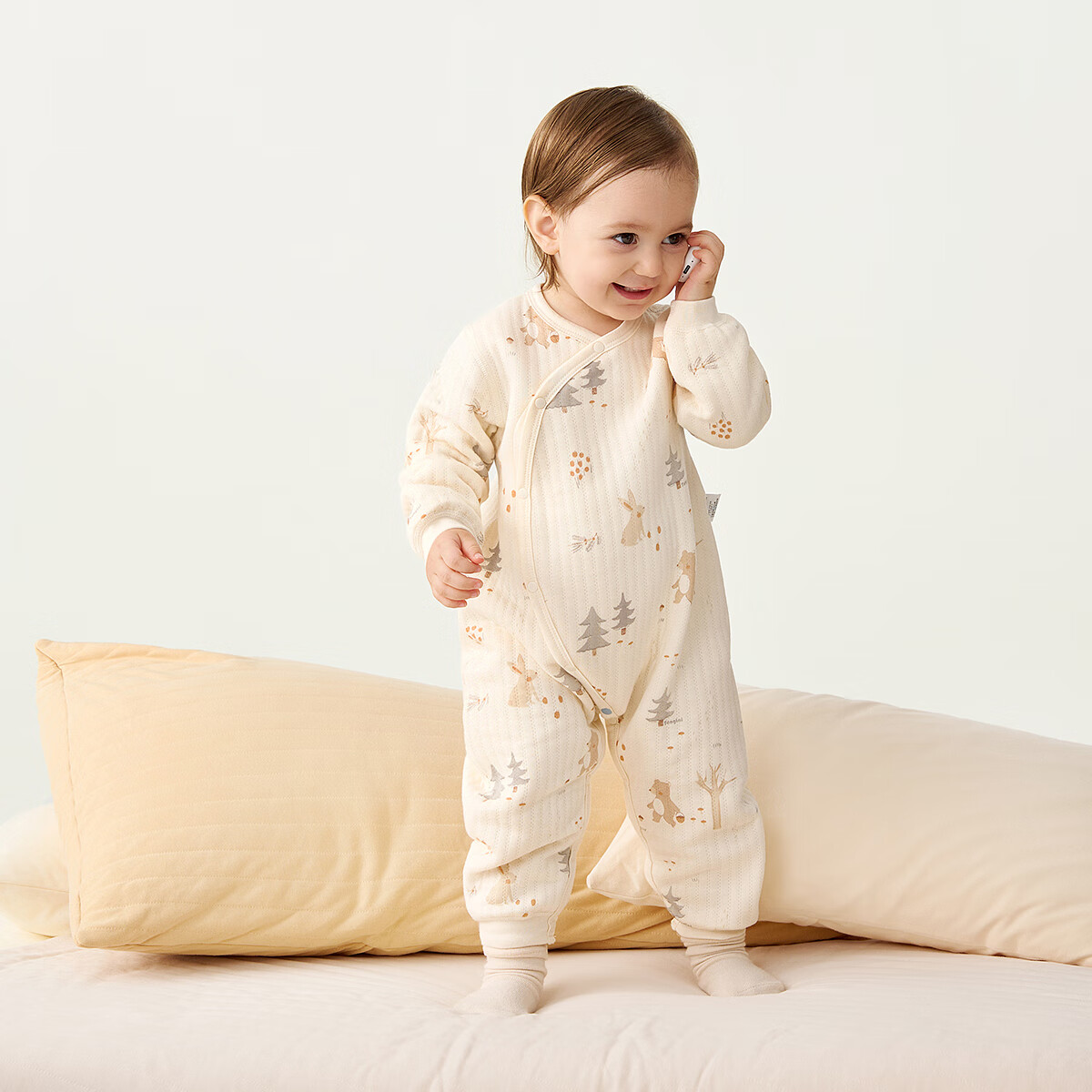 TONGTAI Baby Romper, Autumn And Winter Pure Cotton Warm Infant Clothes, Newborn Onesie Bodysuit Pajamas, Blue, 73cm