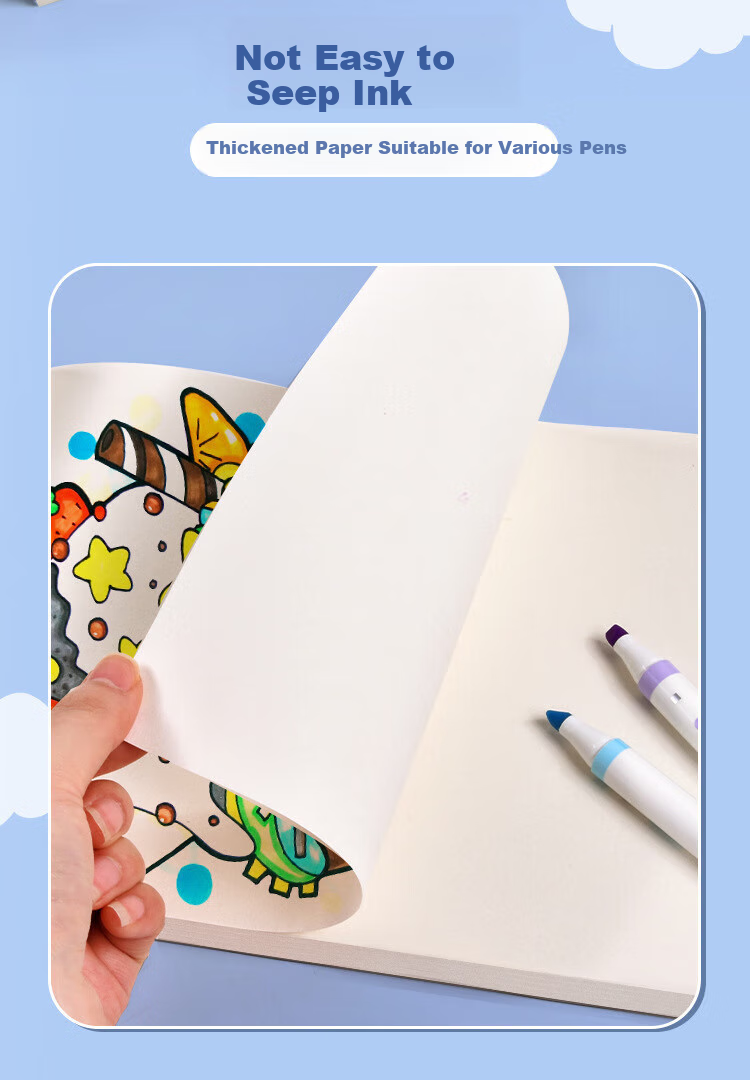 BOJIAO Children's A4 Sketchbook, Glue-Bound Kraft Paper, Thick Drawing Pad, Kindergarten And Elementary School Student Art Paper, Doodle Book, A4 Size [50 Sheets/book] Pack of 4 7