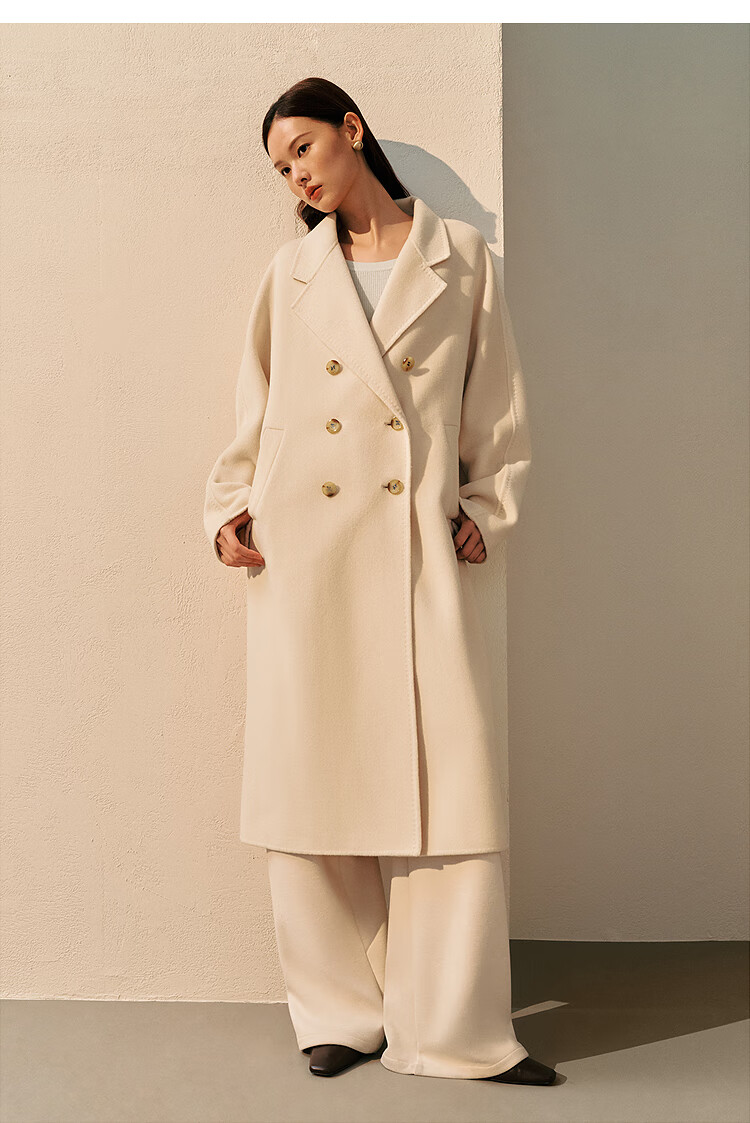 Peacebird Women's Woolen Double-Sided Coat Master Selection Series Winter Outerwear Elegant Beige L 4