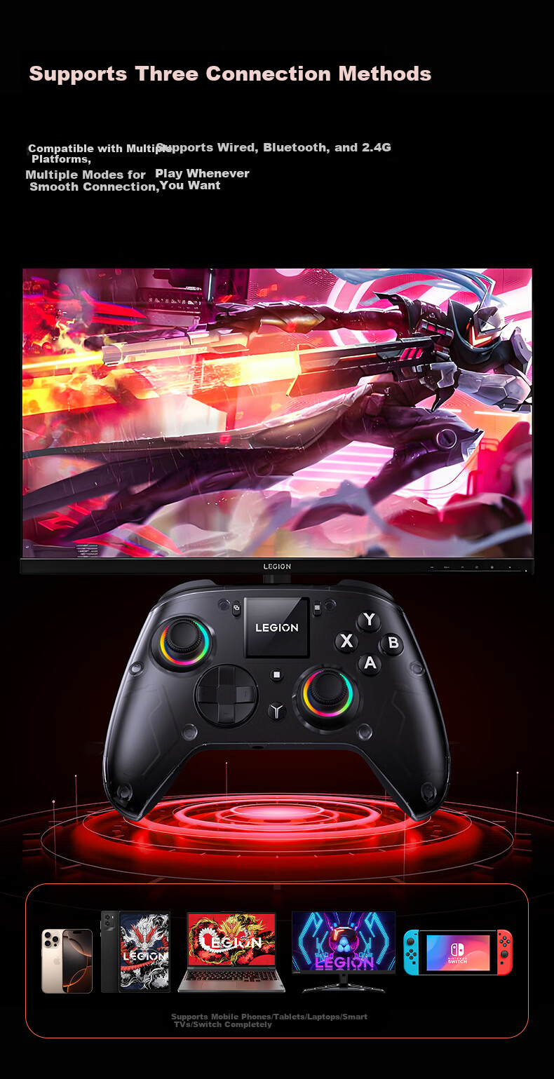 Lenovo Legion Y7 Smart Wireless Gaming Controller, Xbox-like Hall Switch for PC, Mobile Phone And TV, Steam Bluetooth Motion Control, NS Genshin Impact Dual-Shot Gree 10