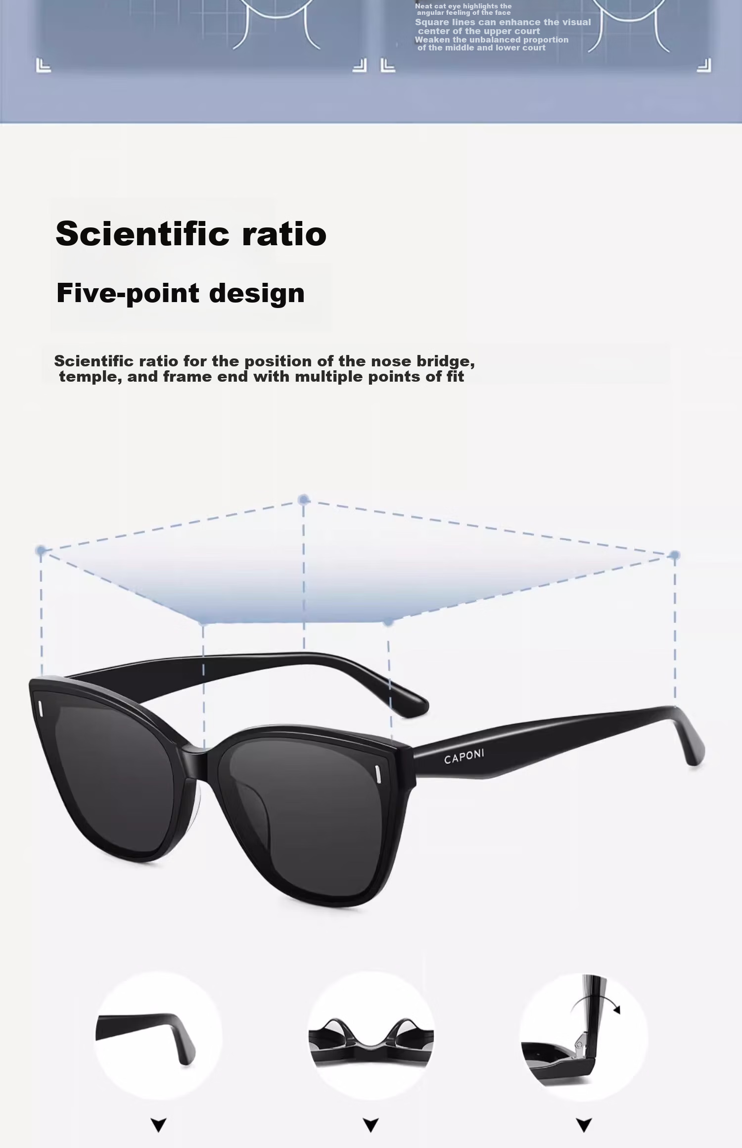 CAPONI Polarized Sunglasses for Women, Myopia Glasses, UV Protection, Driving Glasses, High-End Look, Face-Slimming Effect 21