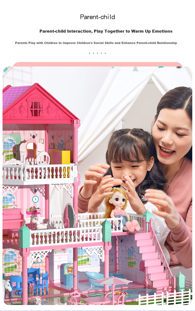 Guou Toy, Girls' Dollhouse, Dress-Up Playset, Princess Castle Gift Box, Children's Birthday Present 10
