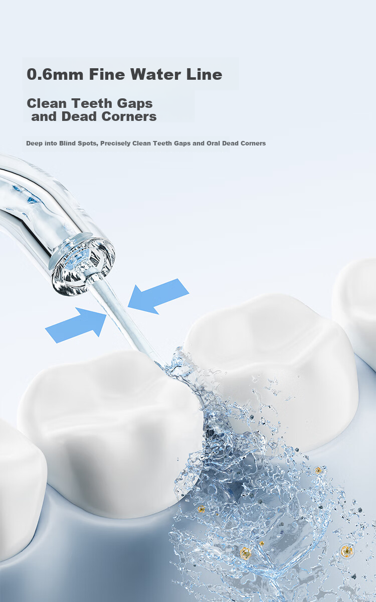 JD Jingzao High-End Portable Oral Irrigator Blue with Screen Display, 10-Level Adjustment, 300ml Large Water Tank, Dental Cleaner, Teeth Washer, Tartar Prevention for Women 8
