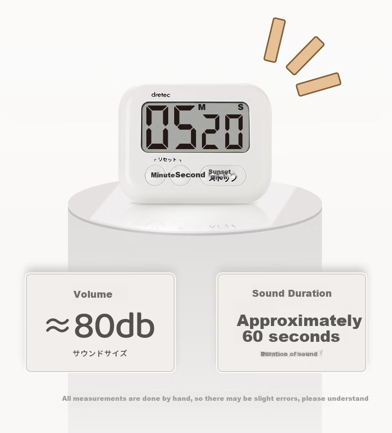 Dretec Japanese Kitchen Timer Alarm Clock, Countdown Timer, Baking Reminder, Household Baking And Soup Cooking Timer, White 10