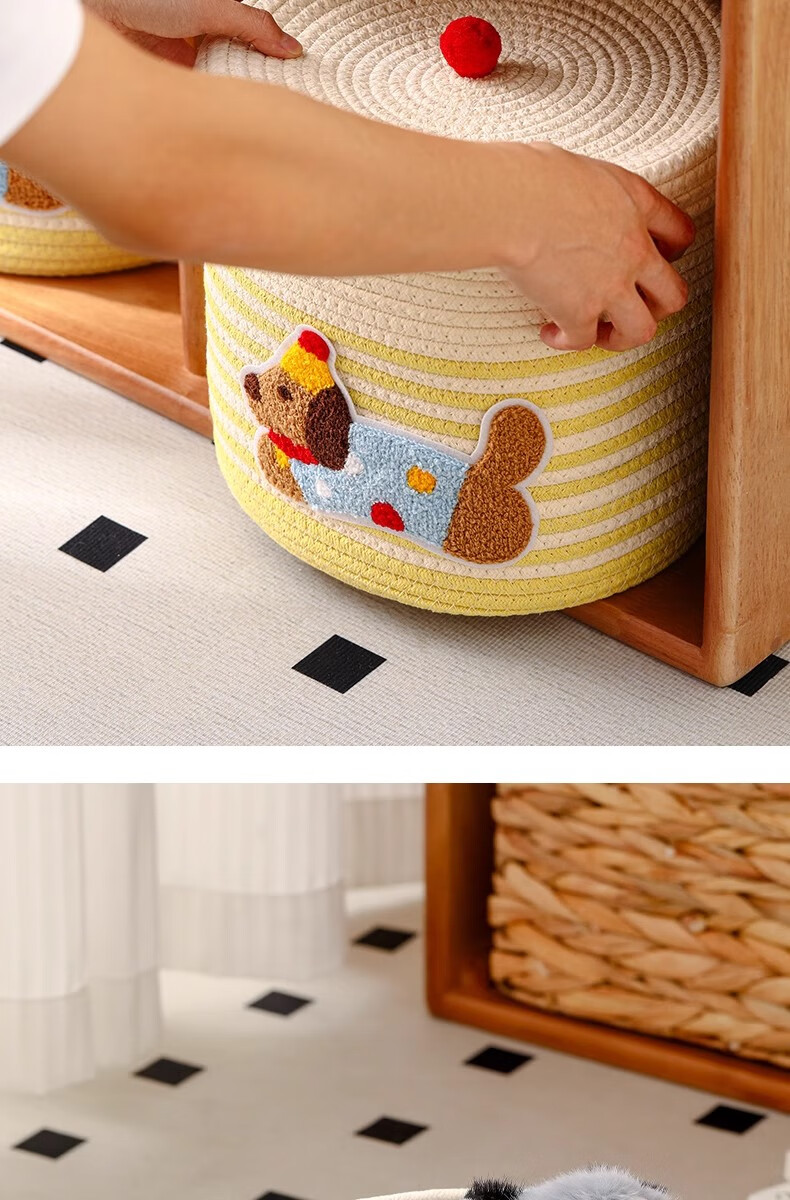 Fan Ye Style Ins Cotton Thread Storage Basket Desktop Snack Miscellaneous Box Large Capacity with Lid Dustproof Storage Toy Organizer Basket 11