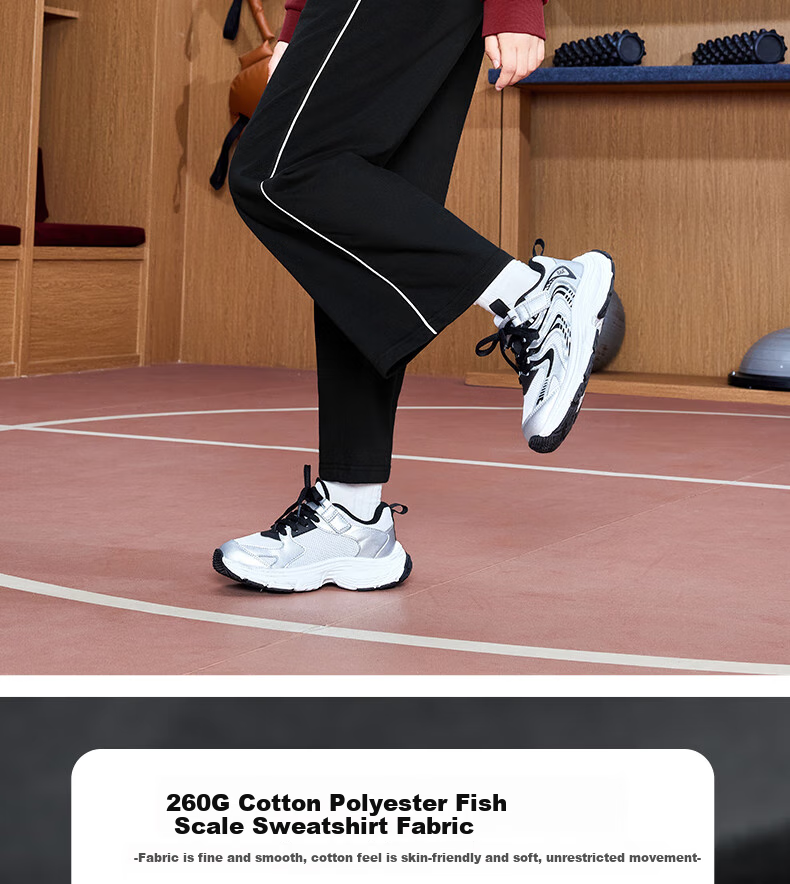 361° Children's Clothing Girls' Loose Straight-Leg Sports Knit Wide-Leg Pants for Older Kids, Fall 2025, Black, Size 150 2