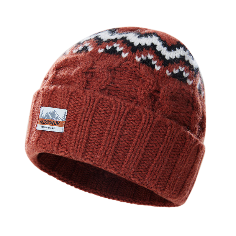 MISSION UV Pure Wool Warm Knitted Beanie Autumn Winter Bohemian Cold Weather Outdoor Hat Women's Winter Hat