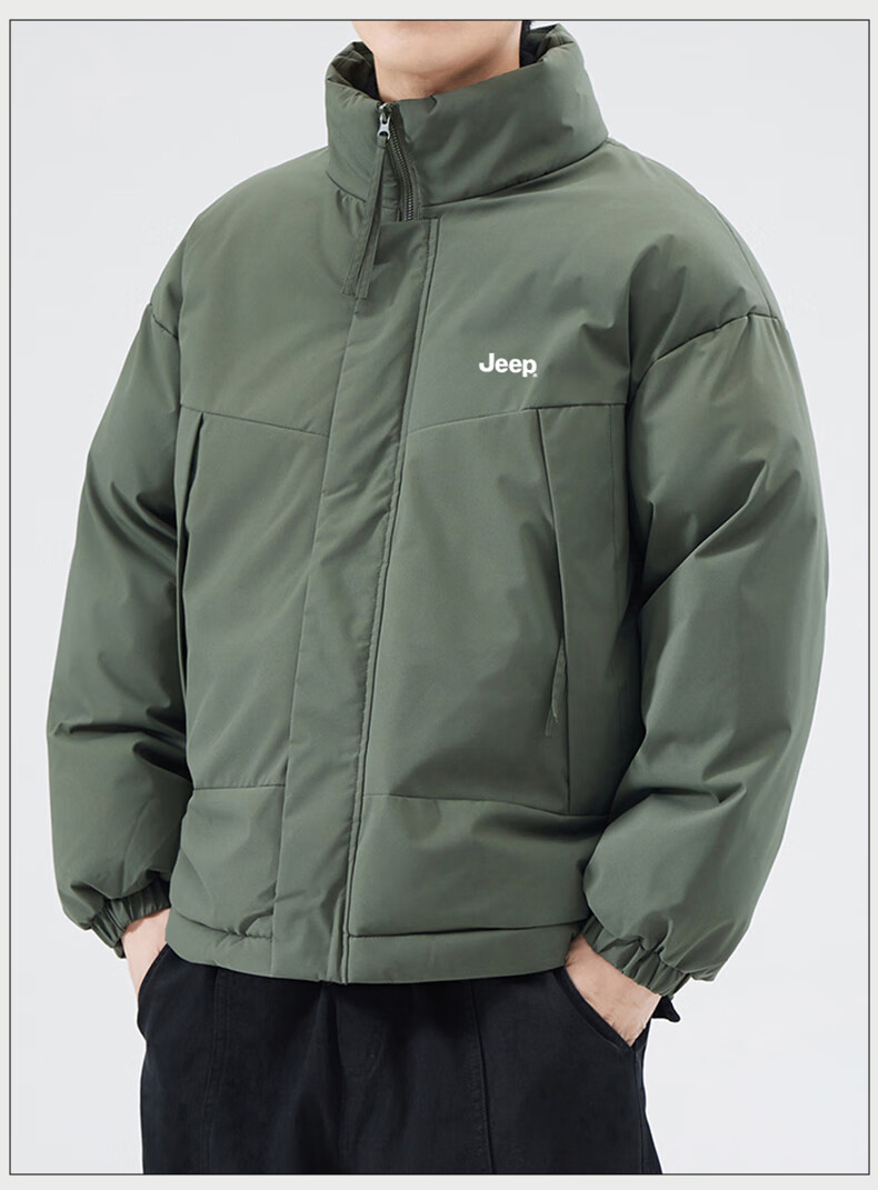 JEEP Men's Thickened Warm Windproof Cotton Padded Jacket Loose Casual Winter Coat 12