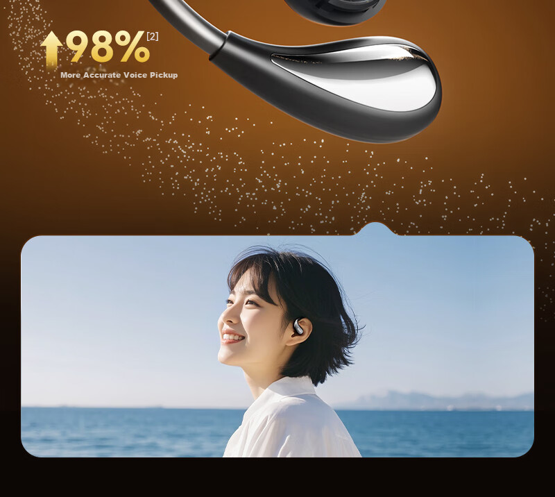 Aiwa AW35 Luxury Leather Texture Bluetooth Ear Hook Open-Ear Sports Running Long Battery Life Headset for Apple Huawei Phones White 13