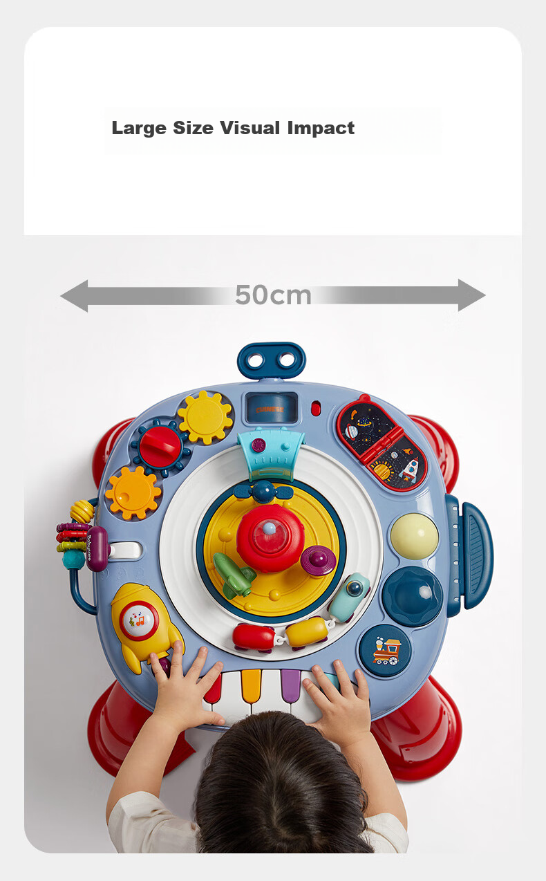 Babycare Learning Table, Children's Multifunctional Baby Toy, Multilingual Game Table with Dual-Sided Design, Cyan Gree 13