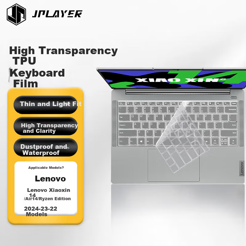 JPLAYER Keyboard Cover for Lenovo Xiaoxin 14/Air14/Ryzen Edition, 2024-23 Model, Laptop Protective Film, Invisible Waterproof Dustproof TPU