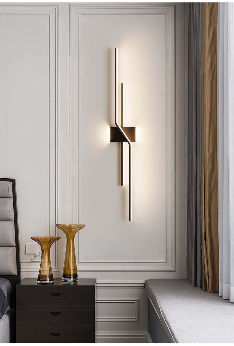 AOC Minimalist Italian Modern Luxury Grille Living Room TV Background Wall Linear Strip Bedroom Bedside Wall Lamp 11