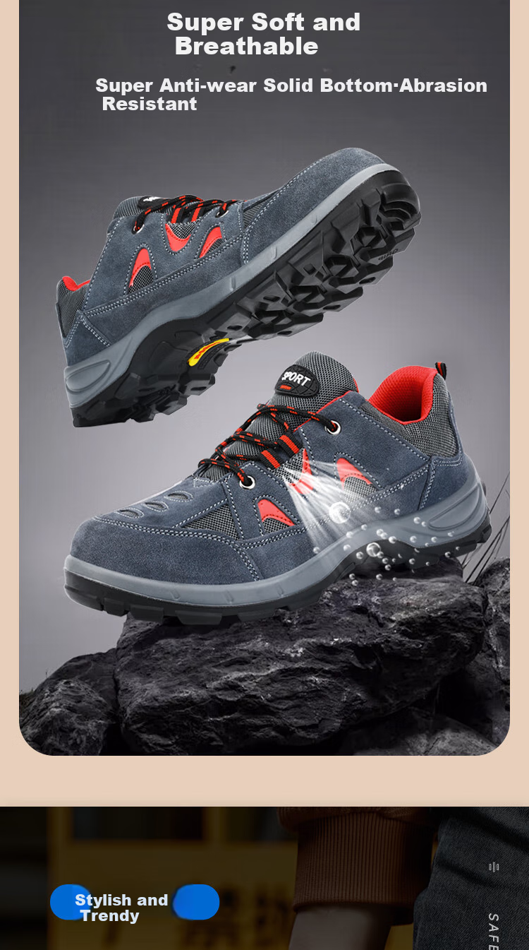 JUNBU Safety Shoes for Men, Steel Toe Cap, Puncture-Resistant, Breathable, Wear-Resistant, Construction Site Work Safety Functional Shoes 3020-1 Size 38 2