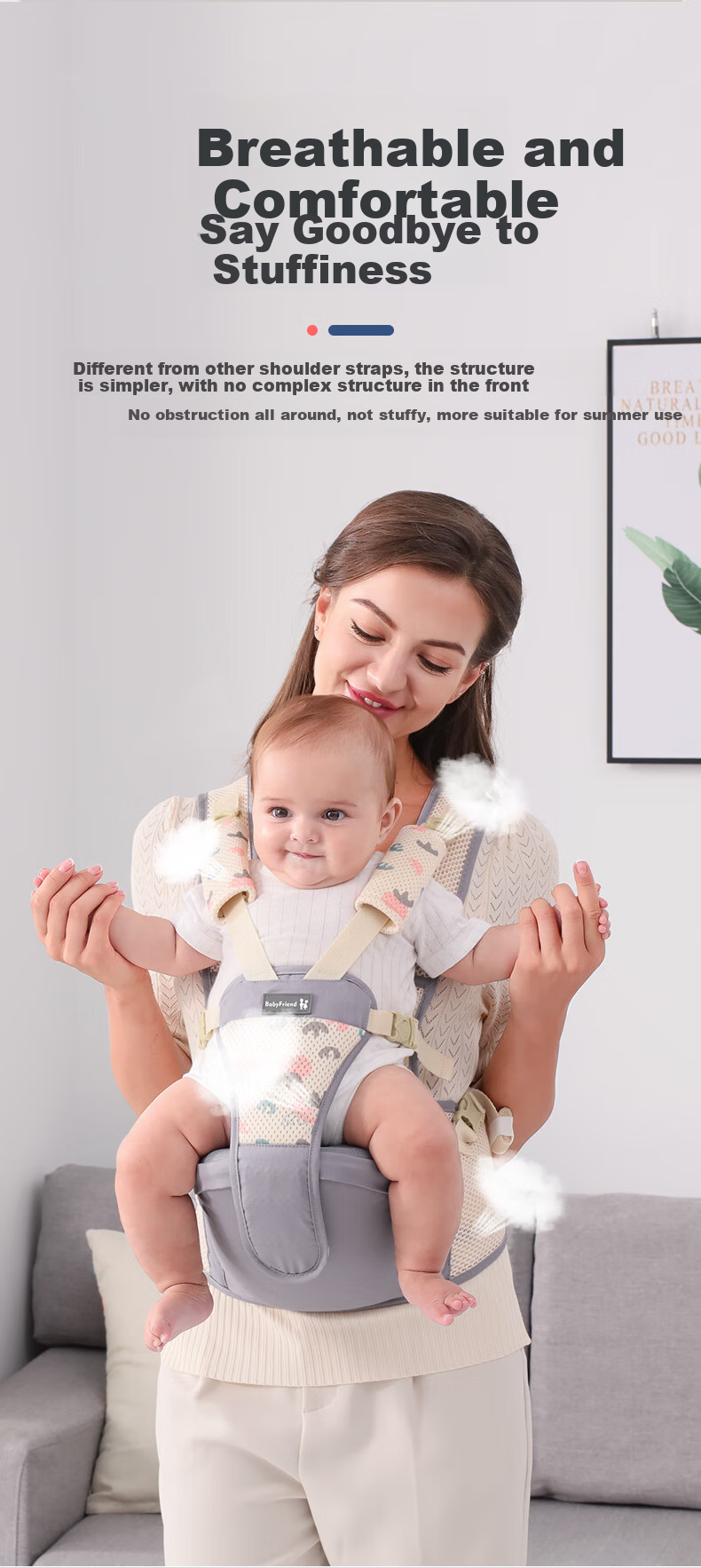 Baby Friend Waist Stool, Infant Seat, Baby Carrier for Front And Back Use, Multifunctional Baby Carrying Aid for Outings, All-Season Blue 13