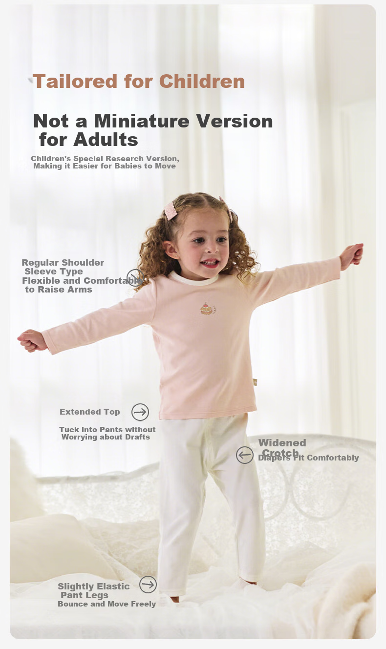 DAVE & BELLA Children's Underwear Set, Boys' Autumn Top And Pants, Girls' Antibacterial Two-Piece Autumn Outfit 7