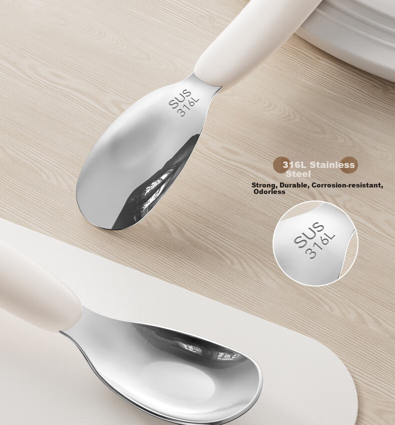 YEEHOO Baby Spoon for Feeding Training, Infant 316 Stainless Steel Practice Tableware Spoon for Complementary Food 6