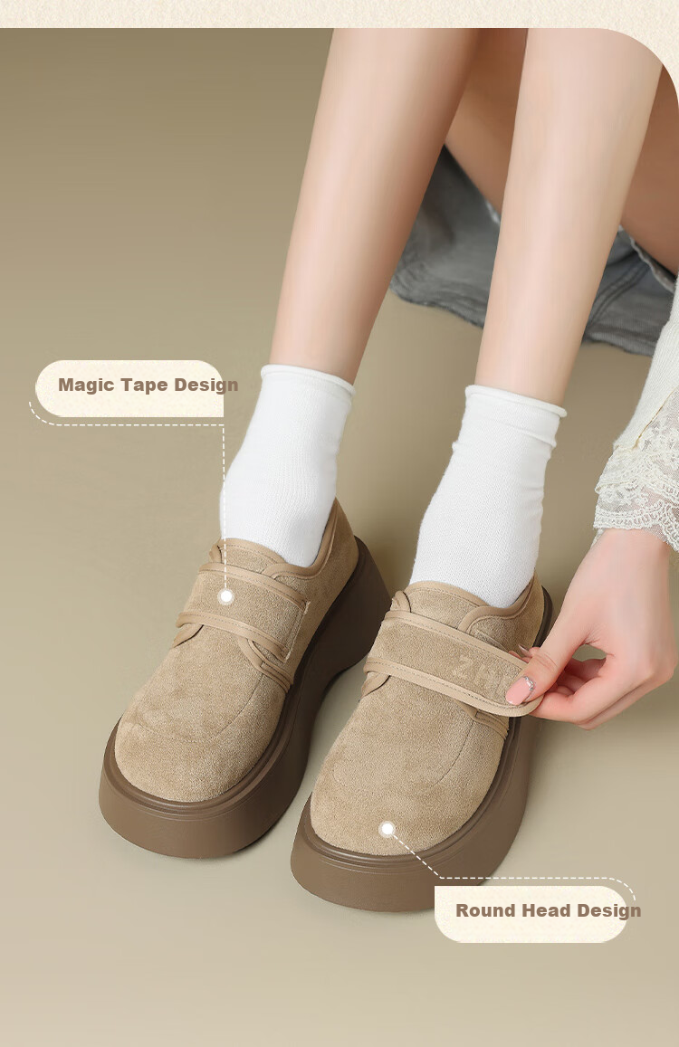 ZHR Thick-Soled Birkenstock Sandals for Women, Versatile Height-Increasing Casual Shoes, Autumn Soft-Soled Lightweight Women's Shoes, AB171, Khaki Color, Size 39 10