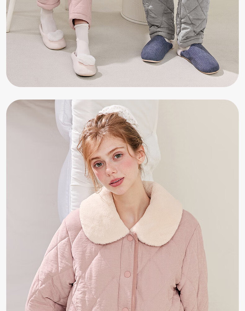 Fenteng Couple's Pajamas, Winter 2026 New Style, Fleece-Lined Three-Layer Thickened, Anti-Static Quilted Warm Women's And Men's Home Wear Set 2