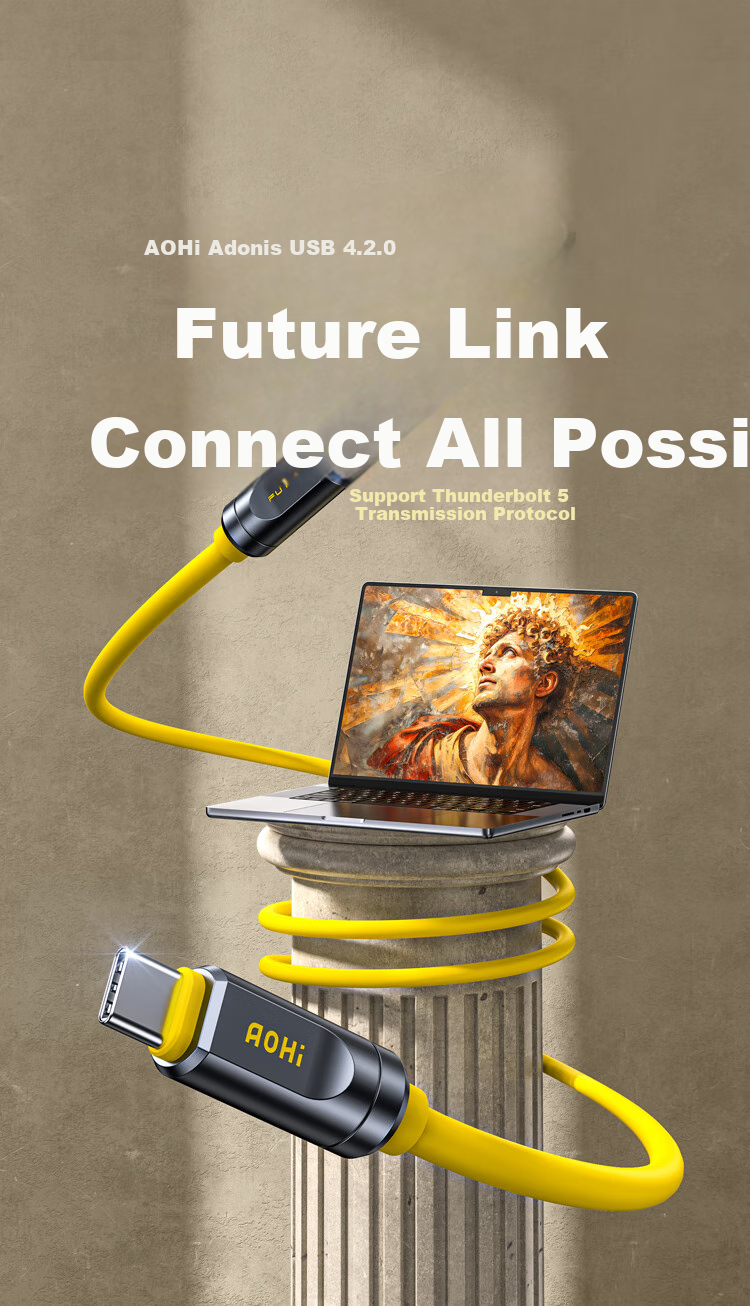Aohi Adonis USB4 2.0 Fast Charging Data Cable, PD240W Full-Function 120Gbps Transmission, Dual Type-C, HD 8K Video Display, Screen Casting, Expansion Dock 1
