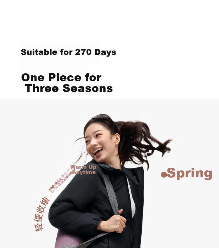 Beneunder Women's Jacket, Warm And Cold-Resistant, Zoned Elastic Fleece, Hooded, New Style, Medium Warmth, Lightweight, Quick-Heating Cotton Padded Coat, Machine Washable, CL020 14