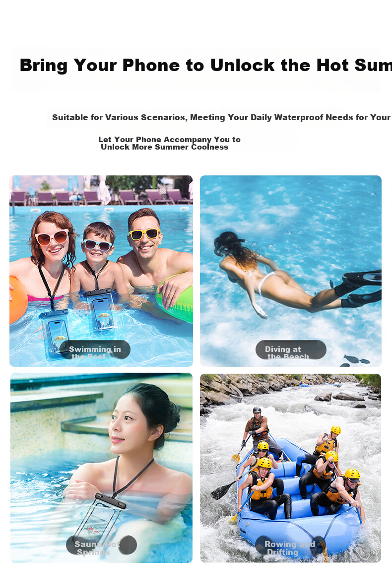 ESR Waterproof Phone Case, Touchscreen Compatible, for Swimming, Rafting, Diving, Delivery Riders, Large Size with Camera, Braided Lanyard, Neck Strap, Dustproof, Rainproof Protective Cover for Hot Springs 15
