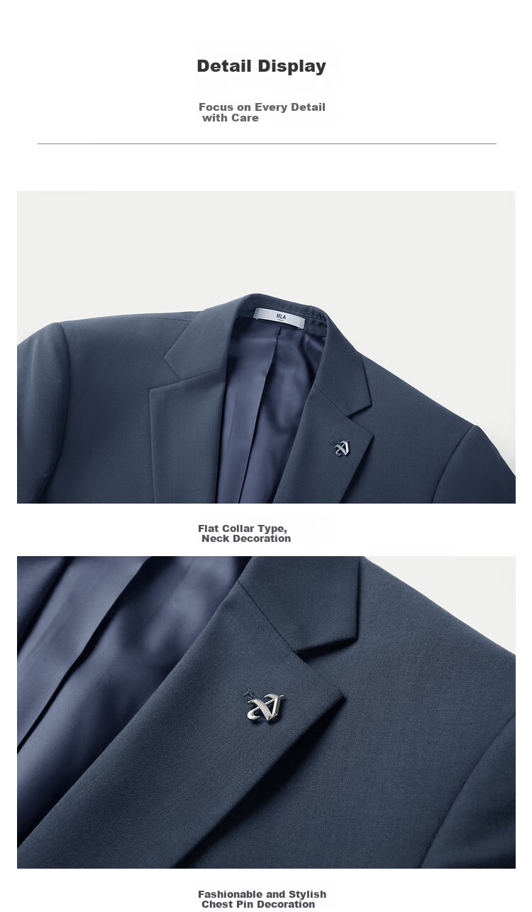 HLA Men's Suit Set, Light Business Fashion Notch Lapel Blazer, Spring And Autumn HTXAW3W010A 12