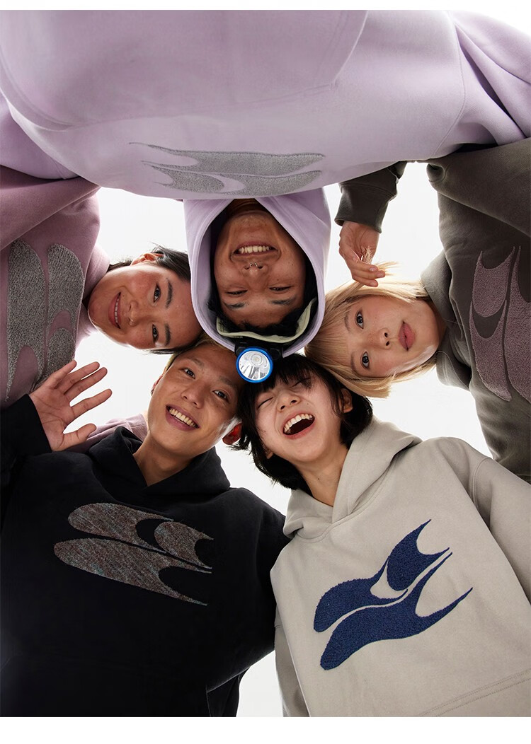 Crying Center Autumn Winter Logo Embroidered Classic Low Saturation Hooded Fleece Sweatshirt Gray Brown Pink S 4