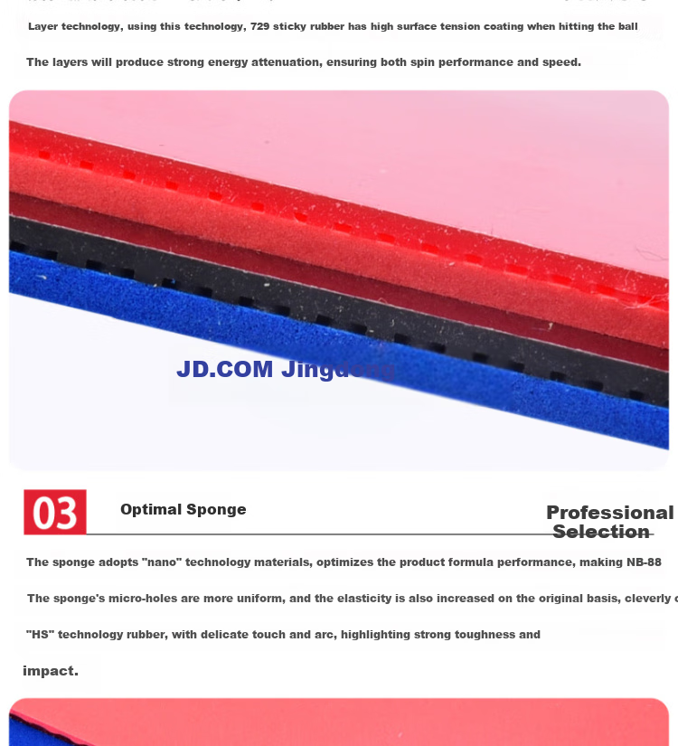 729 Table Tennis Rubber, 729-08 PRO Jing Su Professional Version Rubber Set, Red, 47 Degrees 5
