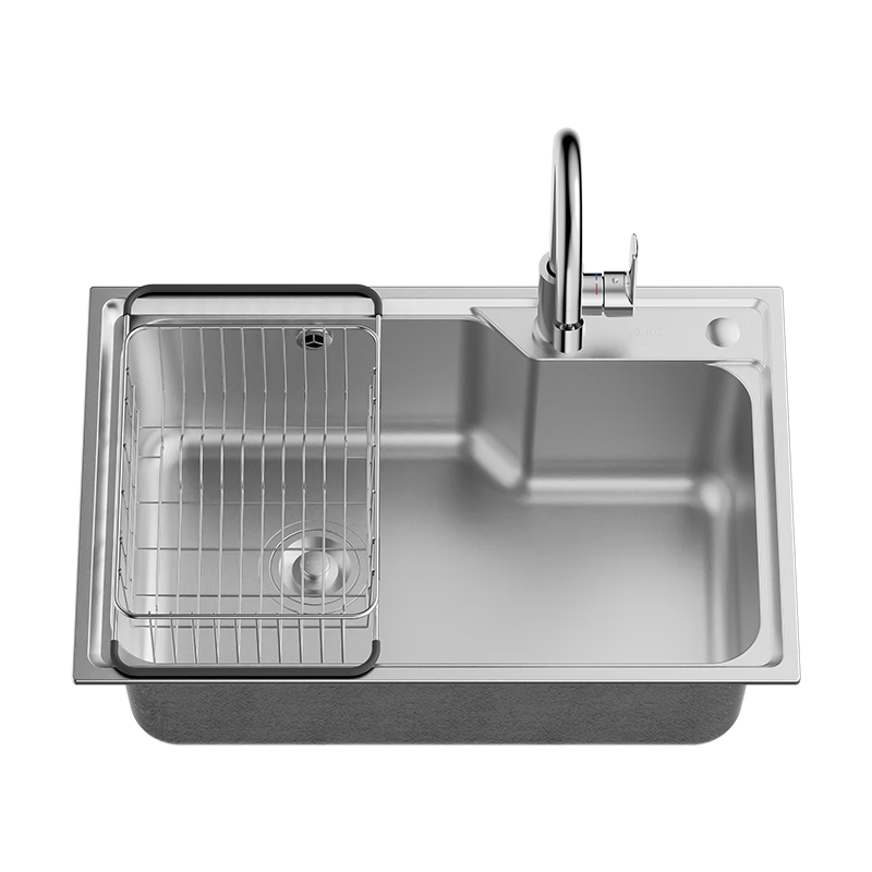 JOMOO Stainless Steel Brushed Large Capacity Kitchen Sink Single Basin Faucet Set 68*45 02390