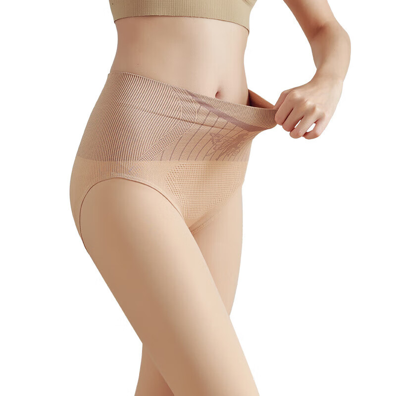 KJ Women's Bare-Leg Magic Autumn Winter Nude Feeling Black Sheer Tummy Control Hip Lift Warm Black Glossy Premium Stockings