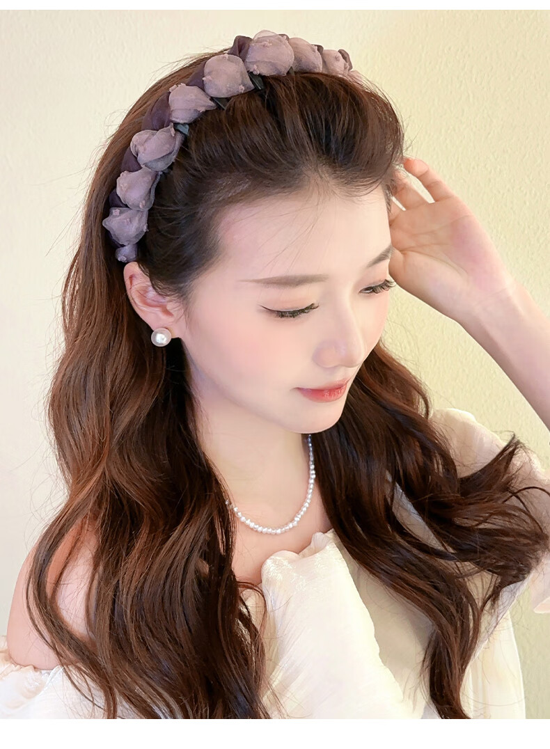 Jianyingshu Elegant Purple Temperament Hairband Women's New High Crown Face Washing Headband Press Hair Hair Accessories 7