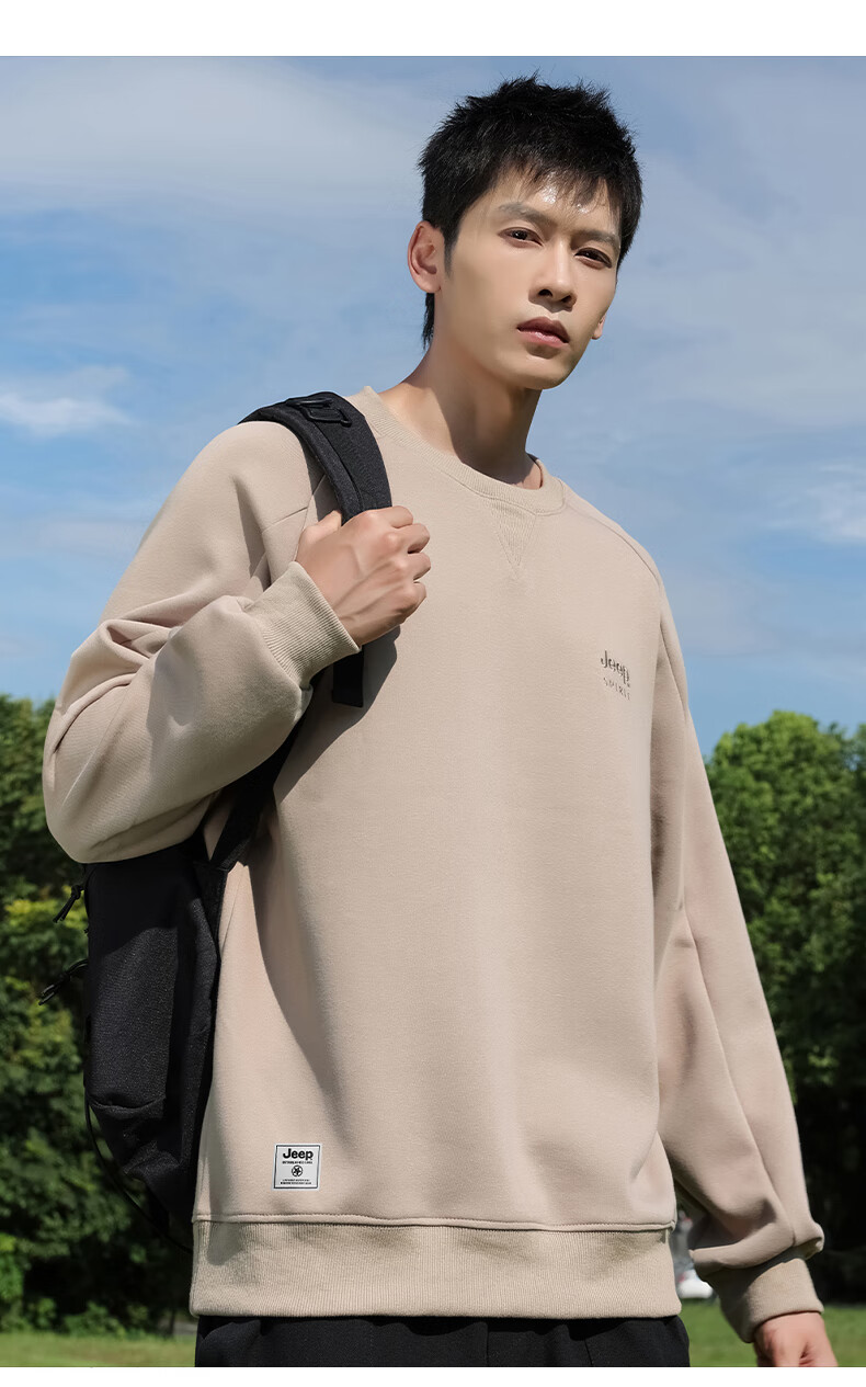 JEEP SPIRIT Men's Sweatshirt, Spring And Autumn Loose-Fit Round Neck Long-Sleeve T-Shirt, Casual Slim-Fit Base Layer Top for Me 12