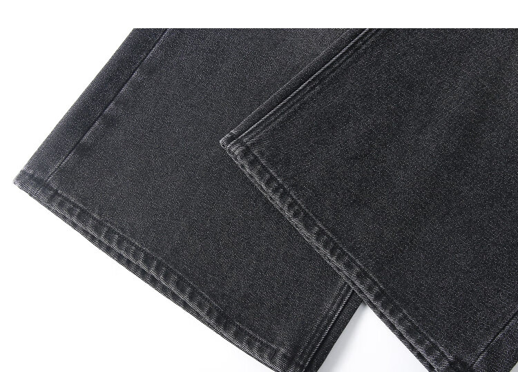 Dme Fleece-Lined Winter Warm High-Waist Cloud Cotton Wide-Leg Distressed Cropped Jeans for Women 2
