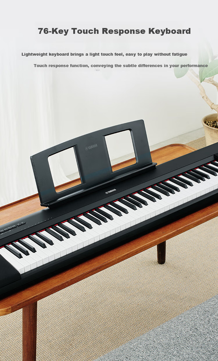 YAMAHA Digital Piano, 76 Weighted Keys, Home Use for Beginners And Children's Teaching, NP35WH White + Wooden Stand + Complete Accessories 2