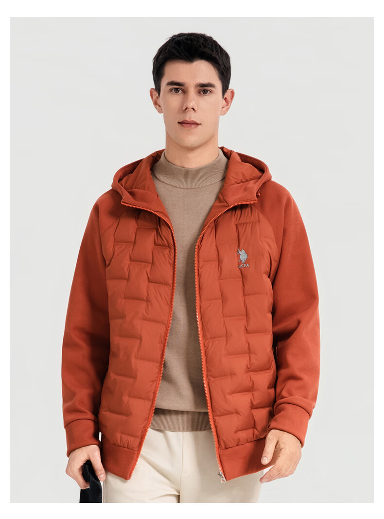 U.S. POLO ASSN. down Jacket, Autumn And Winter Men's Casual Warm Hooded Jacket, Men's Couple Sweatshirt Coat, Pearl White, XL 9