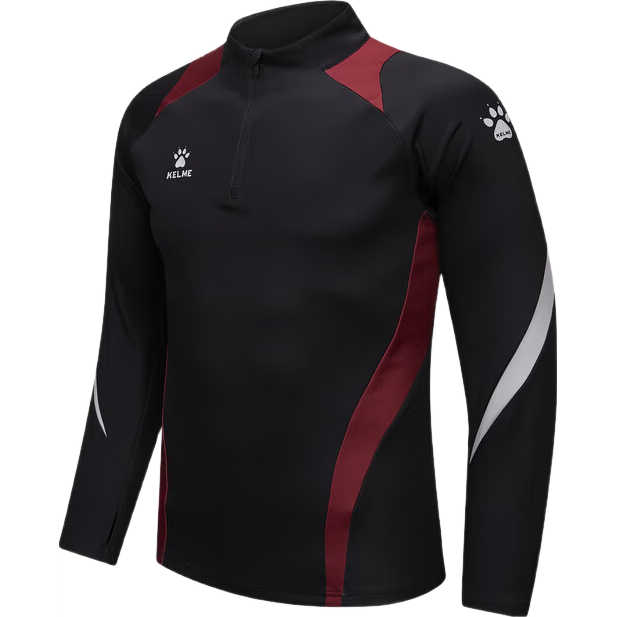 KELME Men's Black Half-Zip Long Sleeve Pullover Sports Running Training Football Sweatshirt M