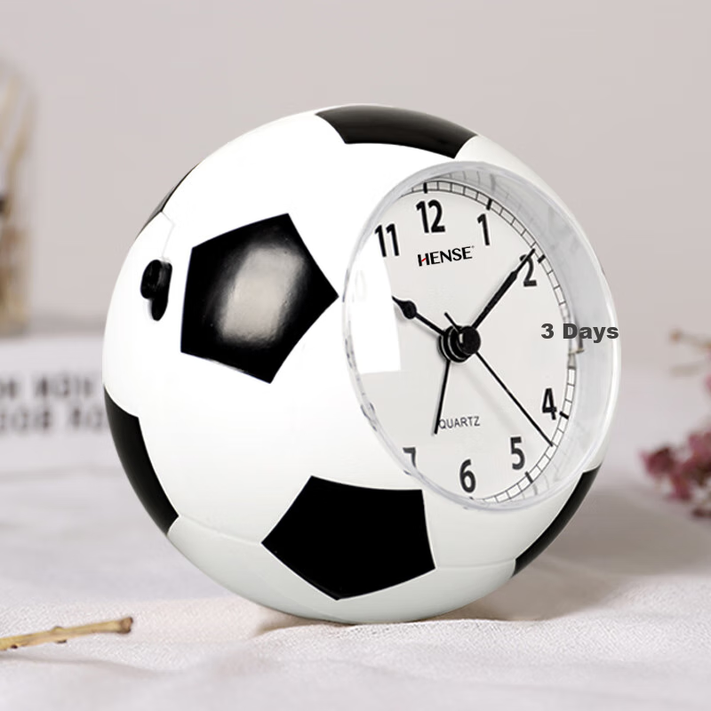 Hense Creative Soccer Alarm Clock, Children's Alarm Watch, Boys' Student-Specific Wake-Up Device, Desktop Clock HA09, Black And White Color