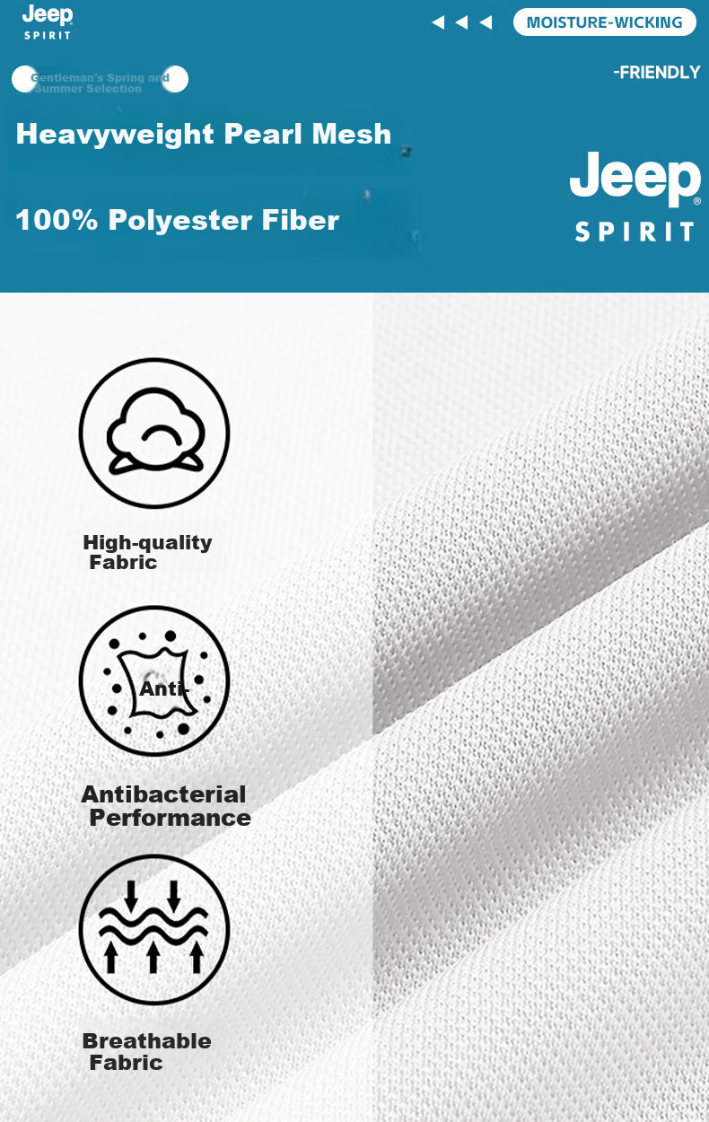 JEEP SPIRIT Polo Shirt for Men, Ice Silk Short-Sleeve T-Shirt, Summer Business Casual Wear for Young And Middle-Aged Fathers, Work Uniform Top for Men, Size L 7