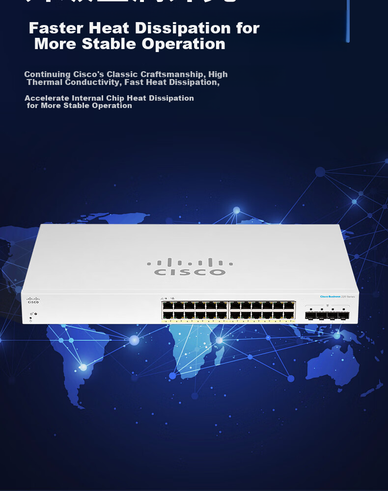 CISCO Switch, 24-Port Gigabit Switch, CBS220-24T Gigabit Enterprise-Level Ethernet Switch 2