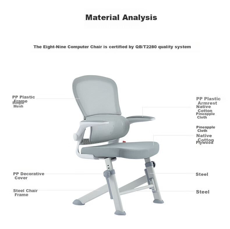 Bajiujian Y5F Study Chair for Teenagers, Middle And High School Students Aged 12-18, Writing Chair, Ergonomic Chair for Home Use 550F 27