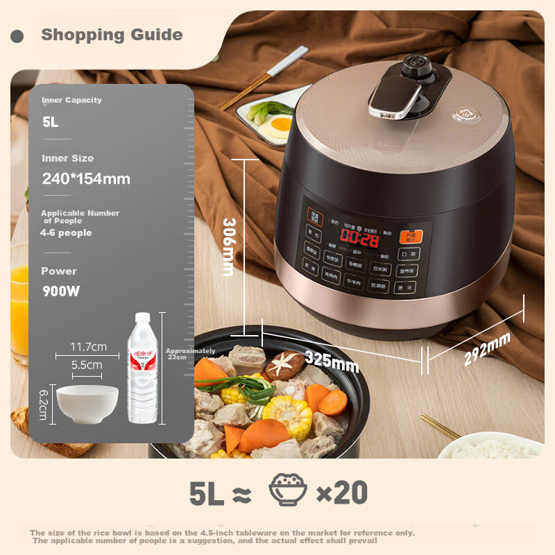 SUPOR Little King Kong Electric Pressure Cooker Titanium Steel 0 Coating New Rapid Tender Steam Fresh Breath 5L Ultra High Pressure 100kPa 2000W Top Steam Bottom Cook Rice Cooker 4-6 People SY-50FC513