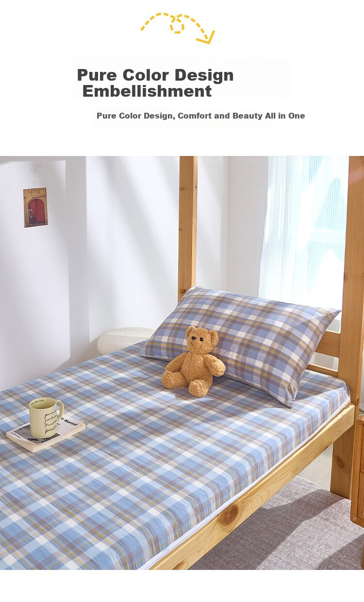 I-WILL Dormitory All-Cotton Mattress Cover, Student Bed Sheet Protector, Single Bed Cover, Jianxi Blue Mattress Cover 90*200cm 12