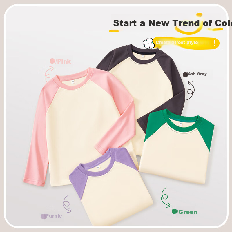 TonLion Girls' Long-Sleeve T-Shirt, Spring And Autumn Inner Layer, Pure Cotton Printed Top, for Older Children, Lightweight Base Shirt for Spring Outfit, Pink, Size 120