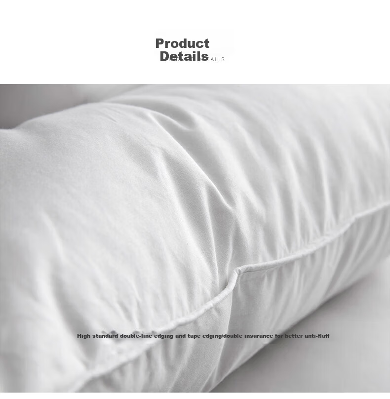 Sinuoman All-Cotton Antibacterial Neck Support Pillow, Five-Star Hotel White Goose Down Fiber Composite Pillow Core, 74*48cm High Pillow 14