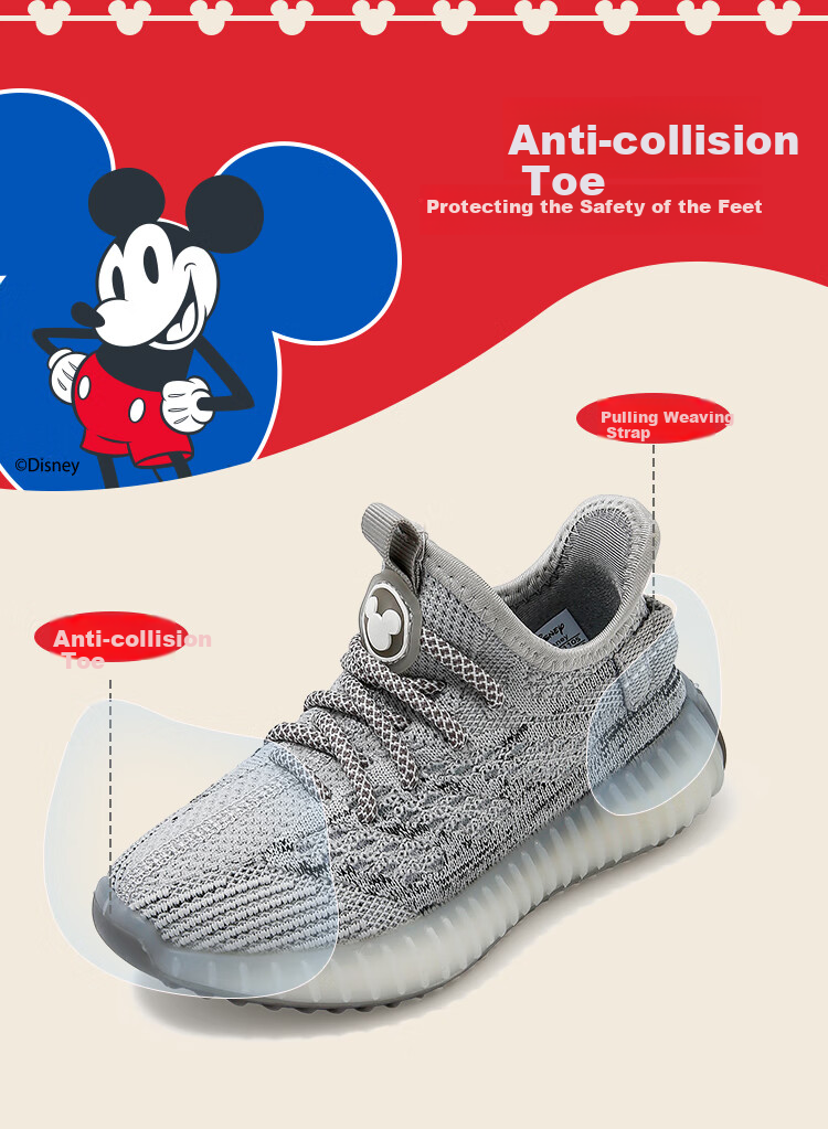 Disney Mickey Children's Coconut Shoes Summer Mesh Breathable Cartoon Casual Shoes Soft Sole Running Shoes Pink Size 38 4