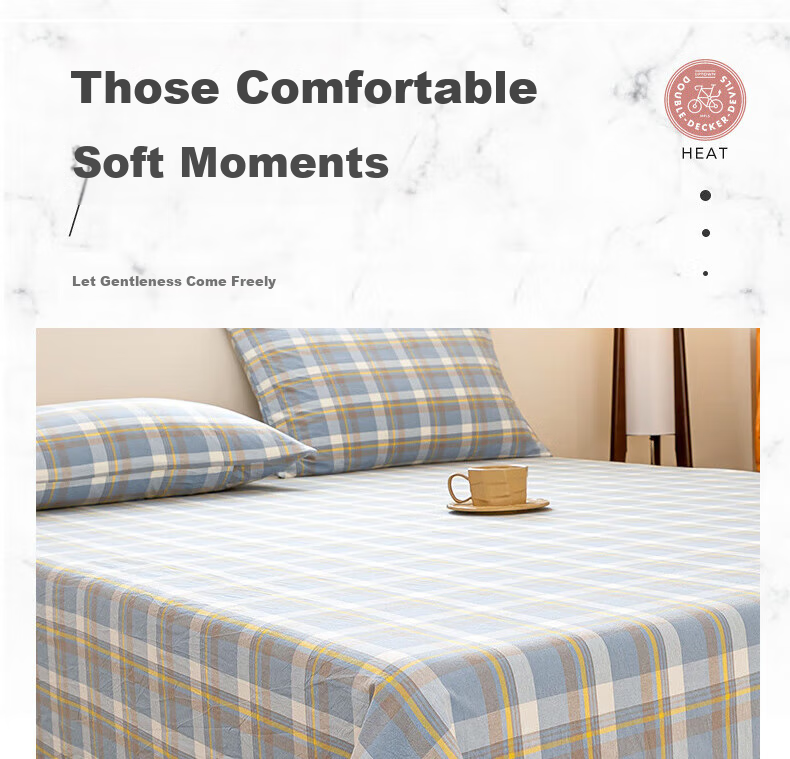 Wuyinliangpin Class A Washable Pure Cotton Single Bed Sheet, Cotton Double Bed Sheet 230*245cm Bed Cover 3
